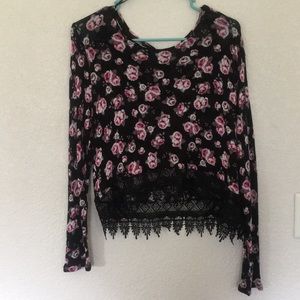 Floral pattern sheer long sleeve